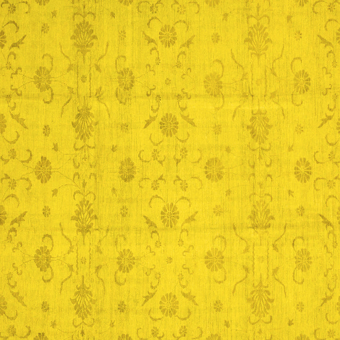 Square Machine Washable Oriental Yellow Traditional Rug, wshabs2470yw