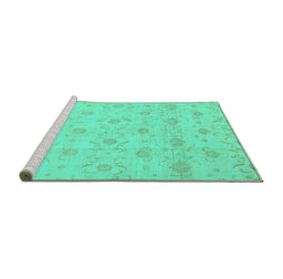 Sideview of Machine Washable Oriental Turquoise Traditional Area Rugs, wshabs2470turq