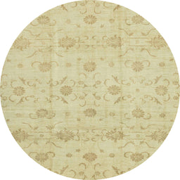 Round Abstract Brown Gold Oriental Rug, abs2470