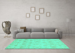 Machine Washable Oriental Turquoise Traditional Area Rugs in a Living Room,, wshabs2470turq