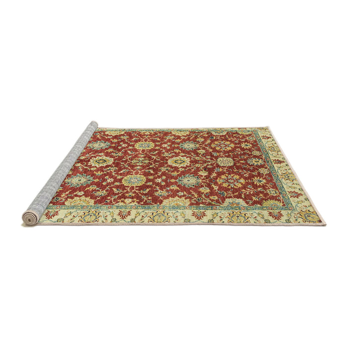 Sideview of Machine Washable Abstract Red Rug, wshabs2471