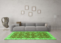 Machine Washable Oriental Green Traditional Rug, wshabs2471grn