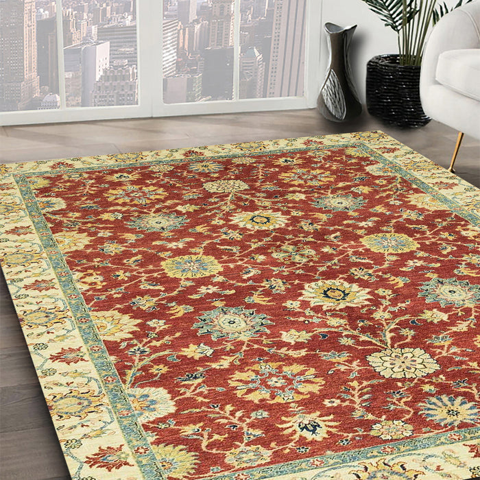 Machine Washable Abstract Red Rug in a Family Room, wshabs2471
