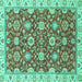 Square Machine Washable Oriental Turquoise Traditional Area Rugs, wshabs2471turq