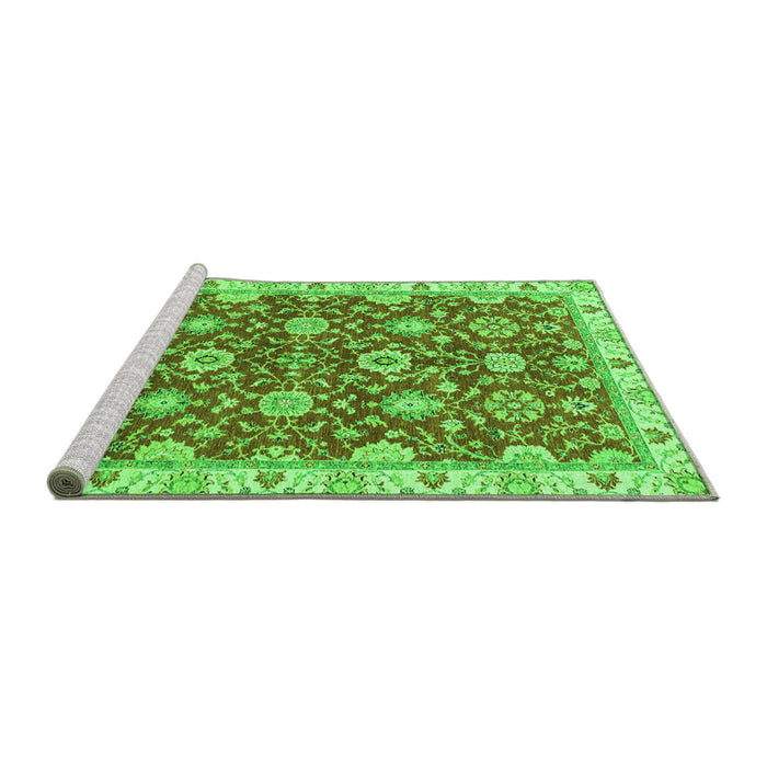 Sideview of Machine Washable Oriental Green Traditional Area Rugs, wshabs2471grn