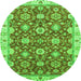 Round Oriental Green Traditional Rug, abs2471grn