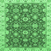 Square Machine Washable Oriental Emerald Green Traditional Area Rugs, wshabs2471emgrn