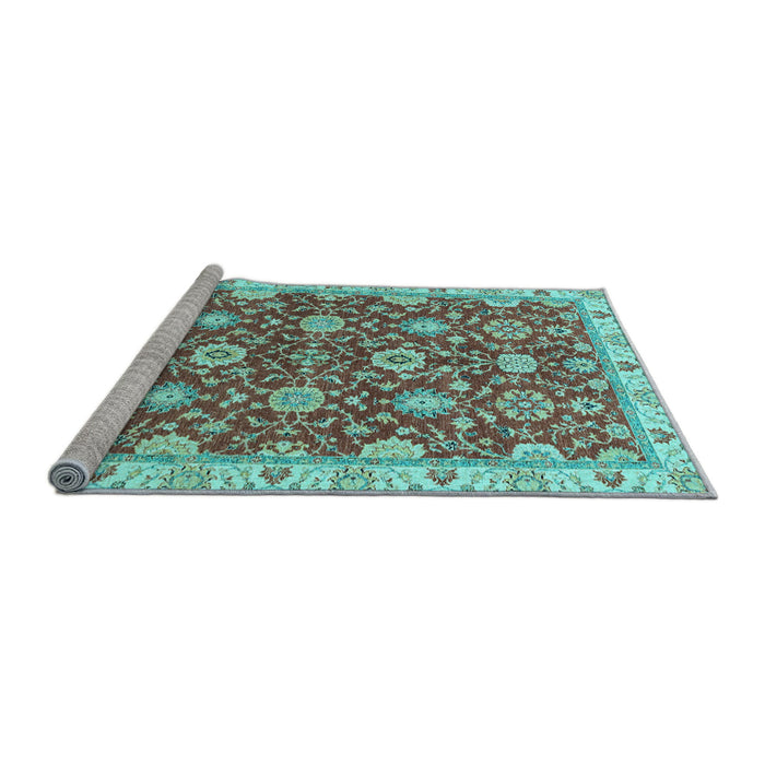 Sideview of Machine Washable Oriental Light Blue Traditional Rug, wshabs2471lblu