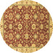 Round Oriental Brown Traditional Rug, abs2471brn