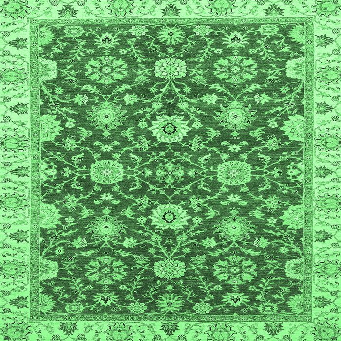 Square Oriental Emerald Green Traditional Rug, abs2471emgrn