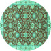 Round Oriental Turquoise Traditional Rug, abs2471turq