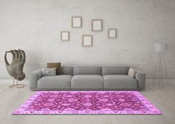 Machine Washable Oriental Purple Traditional Area Rugs in a Living Room, wshabs2471pur