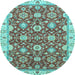 Round Oriental Light Blue Traditional Rug, abs2471lblu