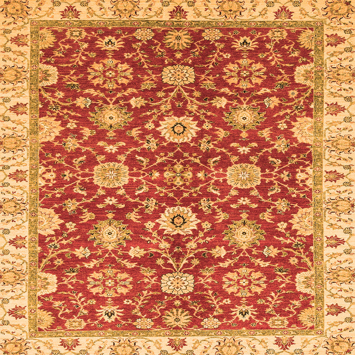 Square Machine Washable Oriental Orange Traditional Area Rugs, wshabs2471org