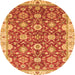 Round Machine Washable Oriental Orange Traditional Area Rugs, wshabs2471org