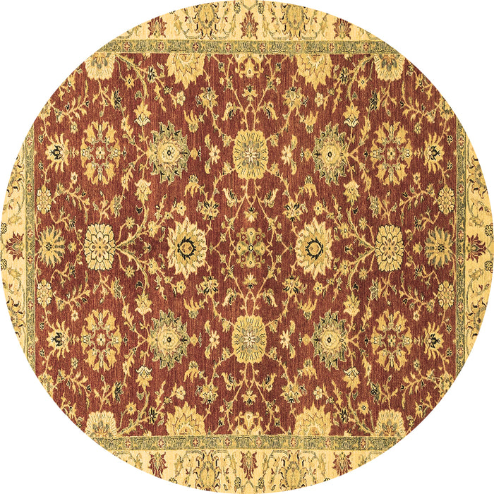 Round Machine Washable Oriental Brown Traditional Rug, wshabs2471brn