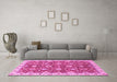 Machine Washable Oriental Pink Traditional Rug in a Living Room, wshabs2471pnk