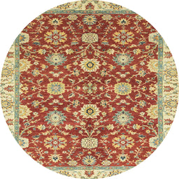 Round Machine Washable Abstract Red Rug, wshabs2471