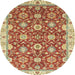 Round Machine Washable Abstract Red Rug, wshabs2471