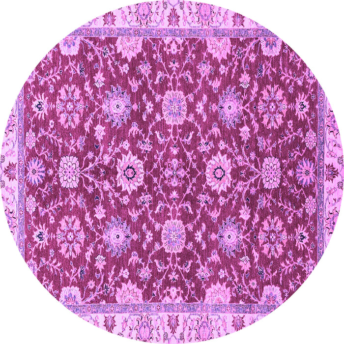 Round Machine Washable Oriental Purple Traditional Area Rugs, wshabs2471pur