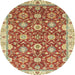 Round Abstract Red Oriental Rug, abs2471