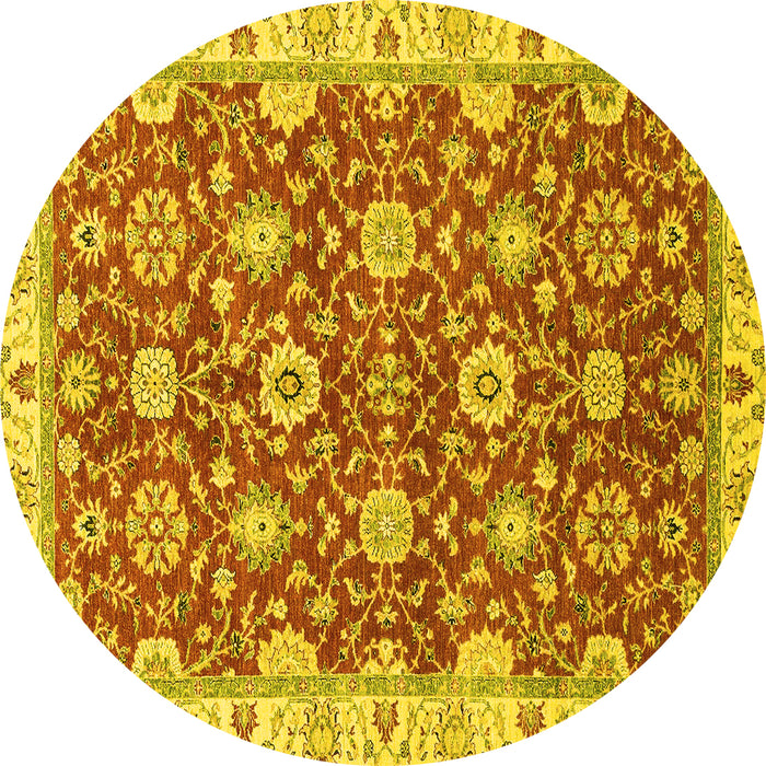 Round Oriental Yellow Traditional Rug, abs2471yw