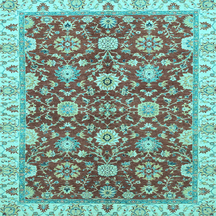 Square Machine Washable Oriental Light Blue Traditional Rug, wshabs2471lblu