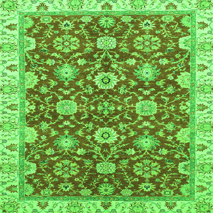 Square Oriental Green Traditional Rug, abs2471grn