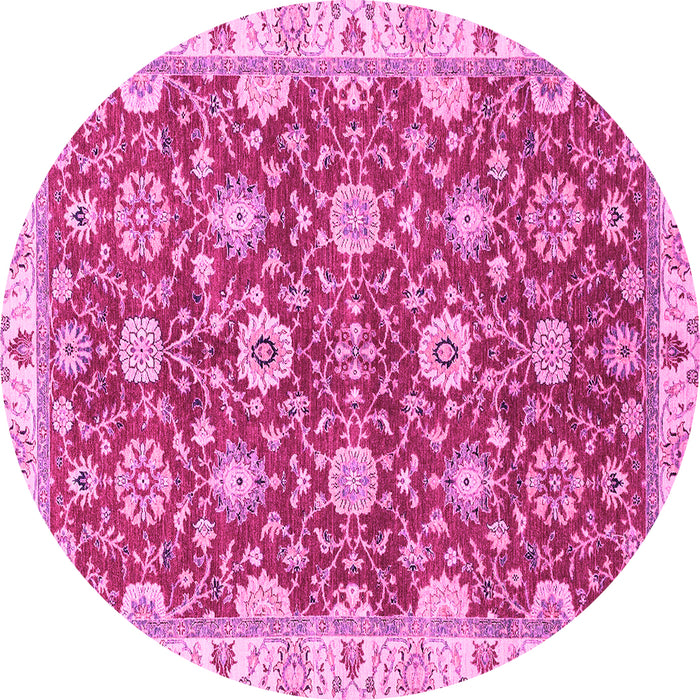 Round Oriental Pink Traditional Rug, abs2471pnk