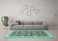 Machine Washable Oriental Light Blue Traditional Rug, wshabs2471lblu