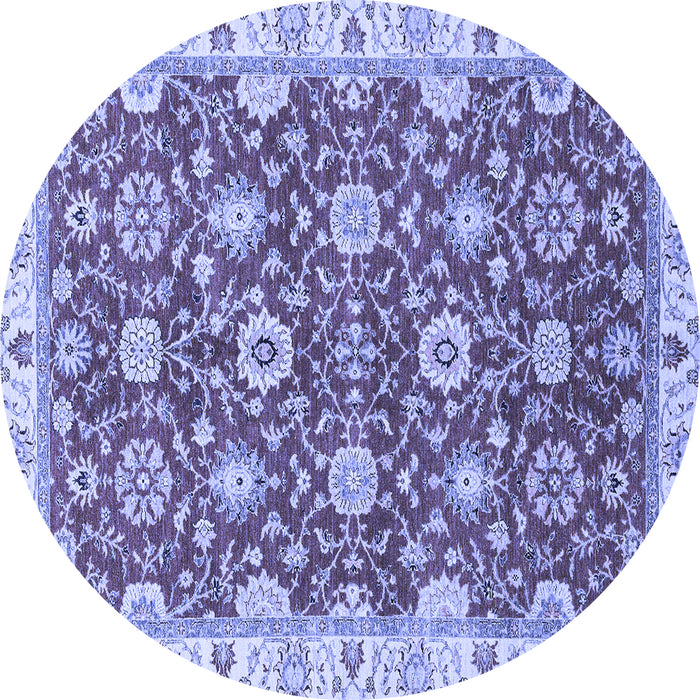 Round Machine Washable Oriental Blue Traditional Rug, wshabs2471blu