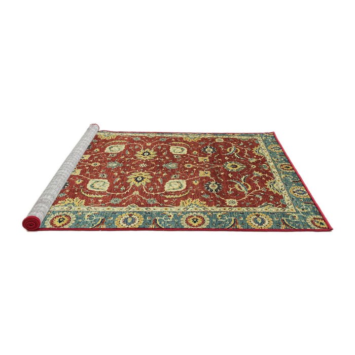 Sideview of Machine Washable Abstract Red Rug, wshabs2472