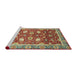 Sideview of Machine Washable Abstract Red Rug, wshabs2472