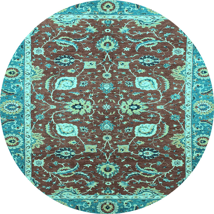Round Oriental Light Blue Traditional Rug, abs2472lblu