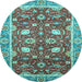 Round Oriental Light Blue Traditional Rug, abs2472lblu