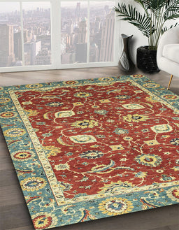 Abstract Red Oriental Rug in Family Room, abs2472