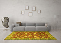 Machine Washable Oriental Yellow Traditional Rug, wshabs2472yw