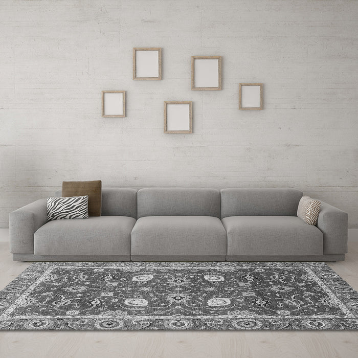 Machine Washable Oriental Gray Traditional Rug in a Living Room,, wshabs2472gry