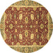 Round Oriental Brown Traditional Rug, abs2472brn