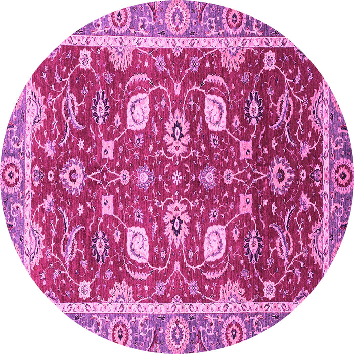Round Oriental Pink Traditional Rug, abs2472pnk