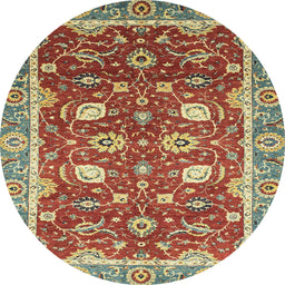 Round Machine Washable Abstract Red Rug, wshabs2472