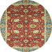 Round Machine Washable Abstract Red Rug, wshabs2472