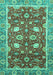 Machine Washable Oriental Turquoise Traditional Area Rugs, wshabs2472turq