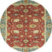 Round Abstract Red Oriental Rug, abs2472