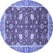 Round Machine Washable Oriental Blue Traditional Rug, wshabs2472blu