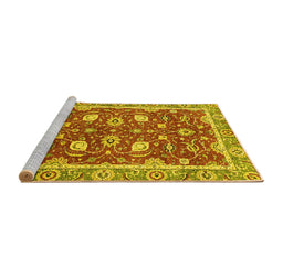 Sideview of Machine Washable Oriental Yellow Traditional Rug, wshabs2472yw