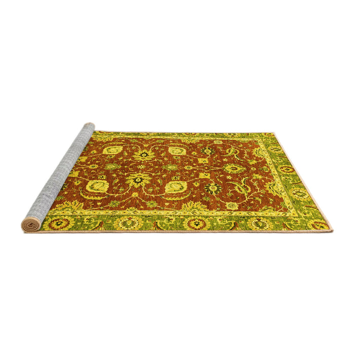 Sideview of Machine Washable Oriental Yellow Traditional Rug, wshabs2472yw