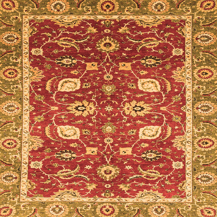 Square Oriental Orange Traditional Rug, abs2472org