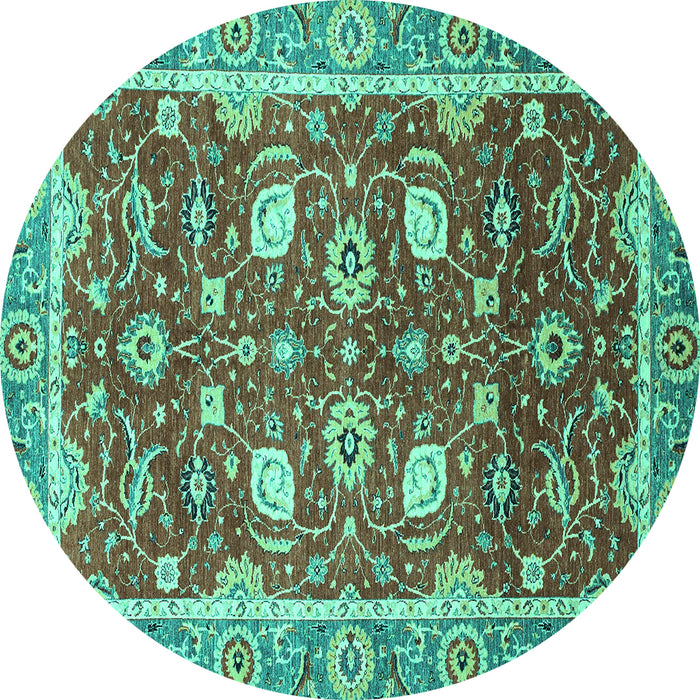 Round Oriental Turquoise Traditional Rug, abs2472turq