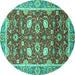 Round Oriental Turquoise Traditional Rug, abs2472turq